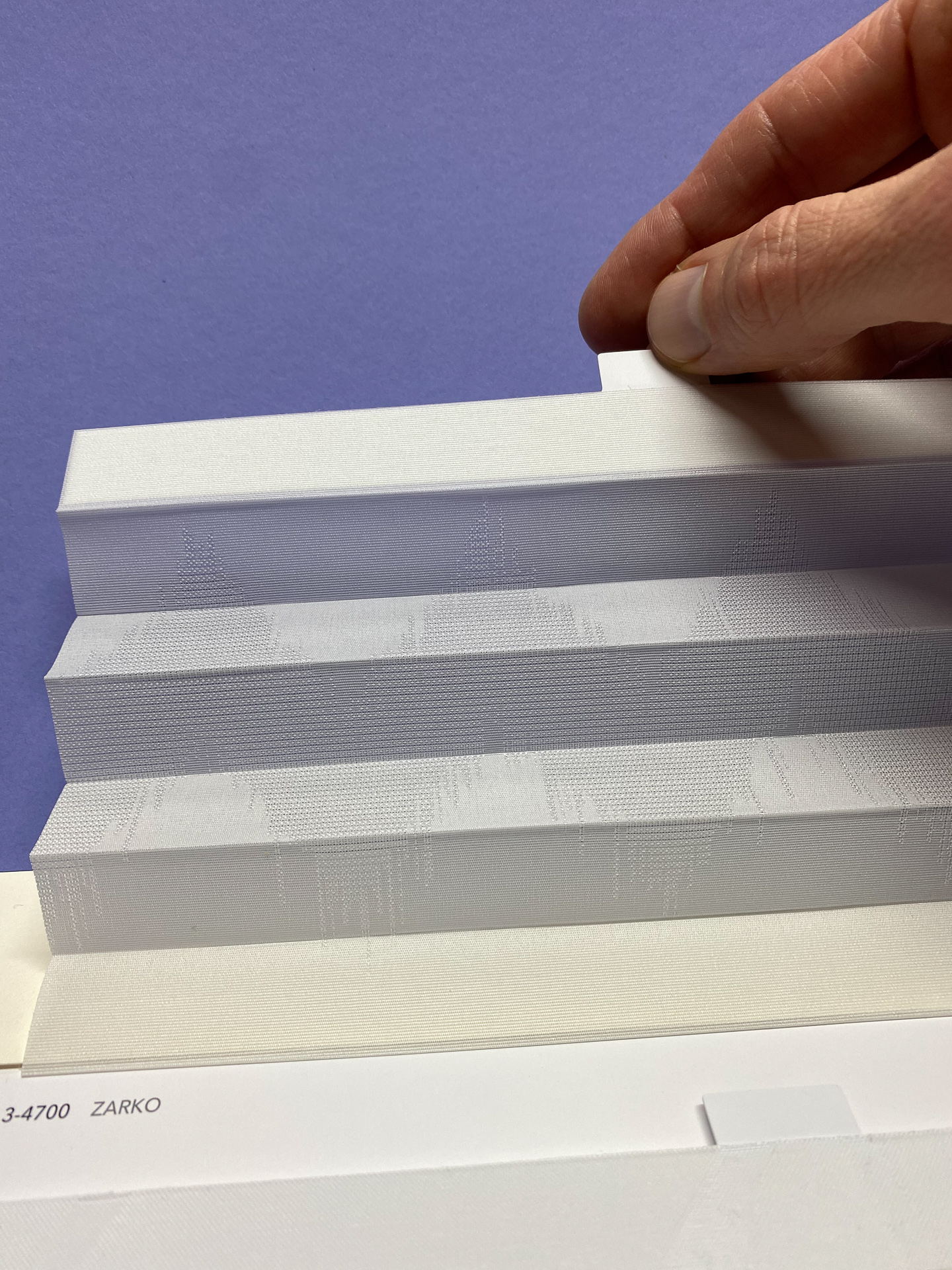 MHZ Plissee Stoff Muster aus der Farbkarte "1 white classics" | Material: 100 % RPES