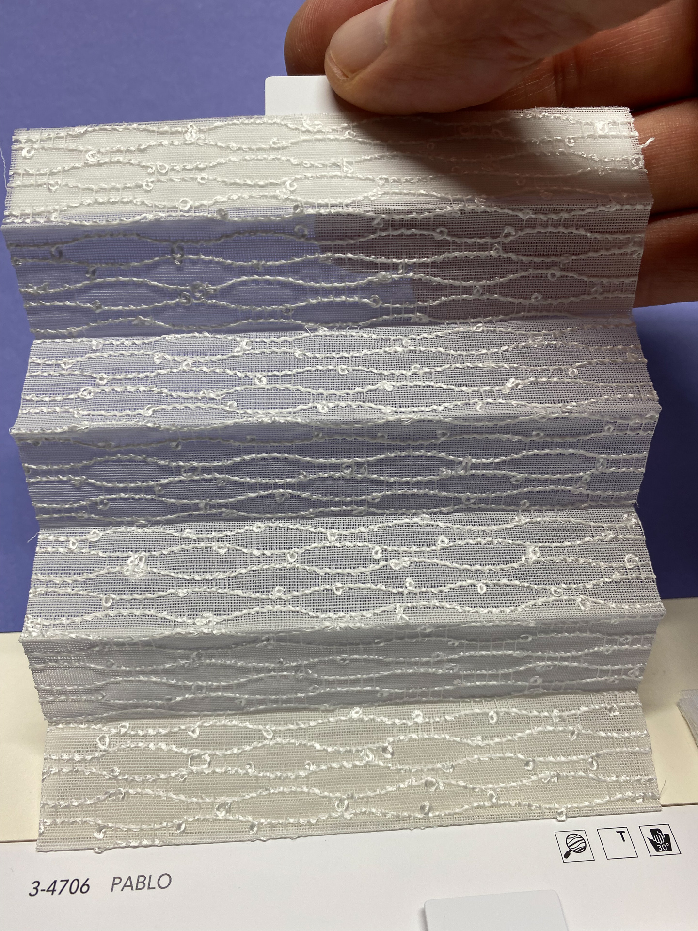 MHZ Plissee Stoff Muster aus der Farbkarte "2 white classics" | Material: 100 % PES