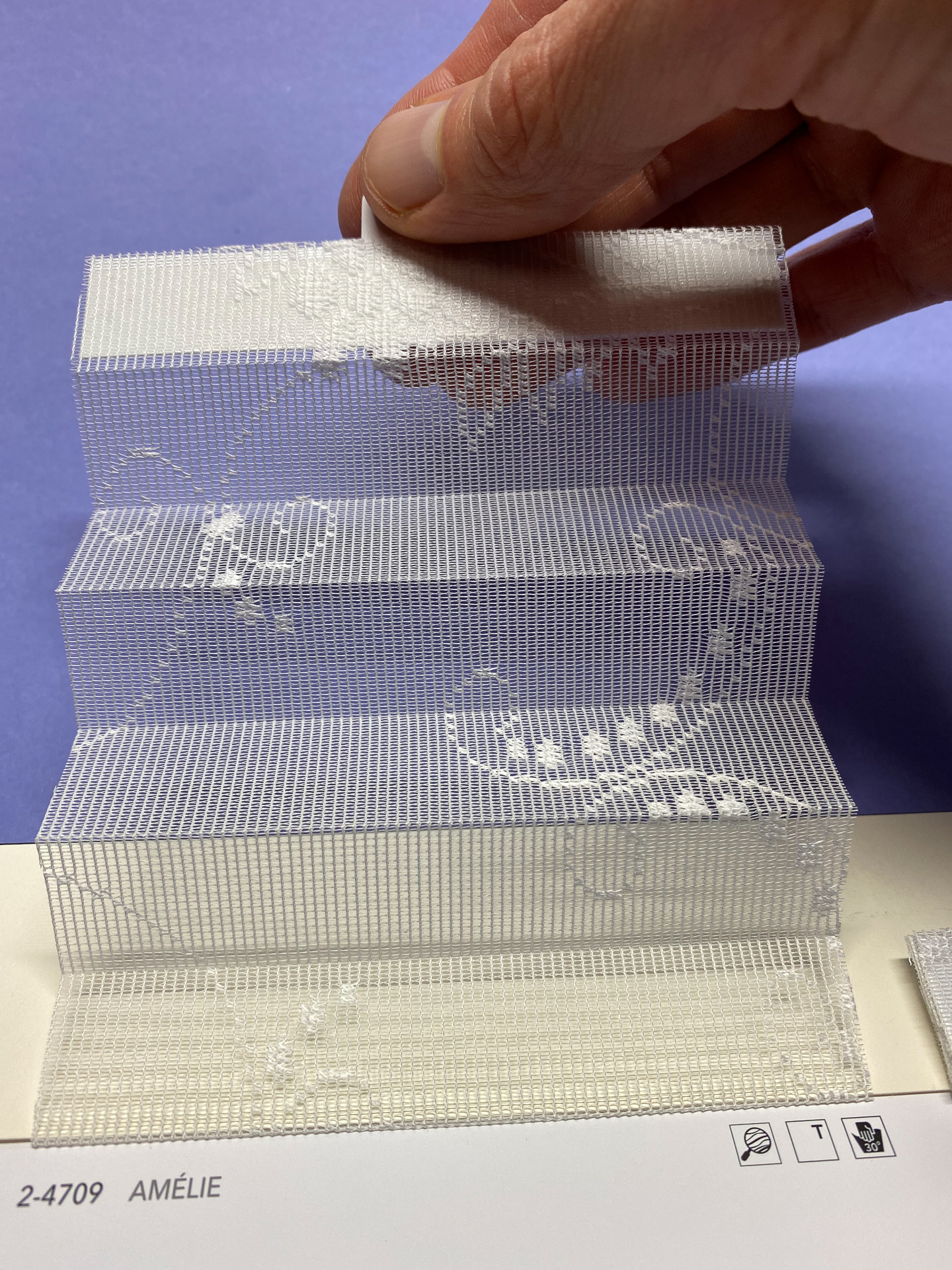 MHZ Plissee Stoff Muster aus der Farbkarte "2 white classics" | Material: 100 % PES