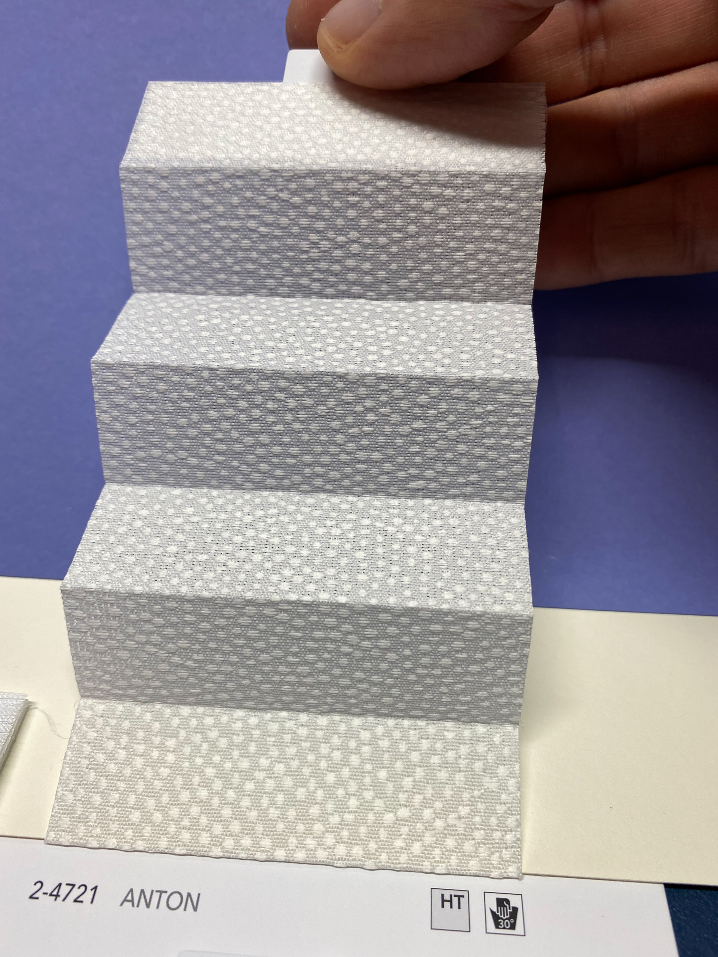 MHZ Plissee Stoff Muster aus der Farbkarte "3 white classics" | Material: 100 % PES